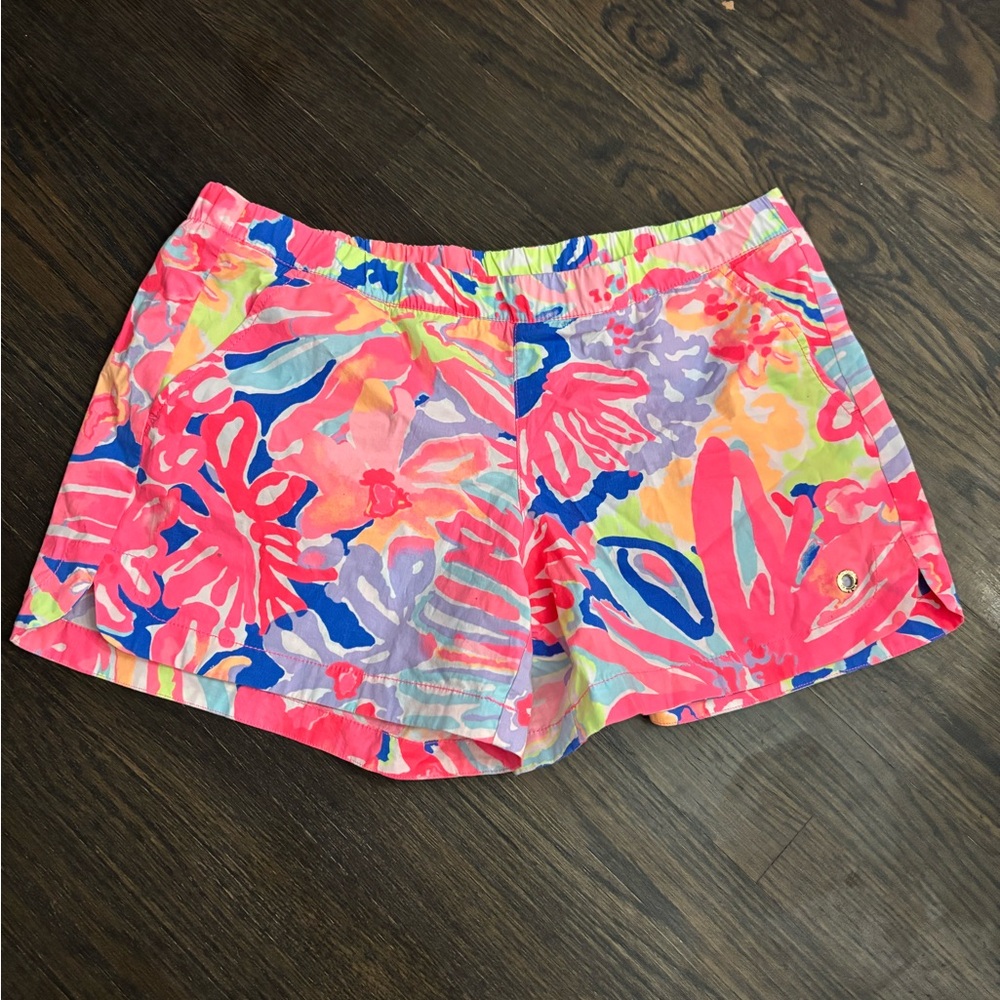 Lilly Pulitzer Pink and Blue Floral Athletic Shorts